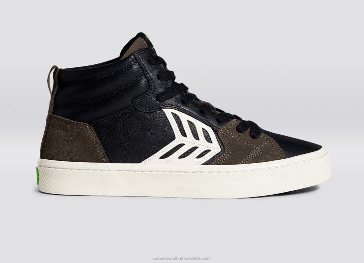Men Cariuma Black Premium Leather/Ivory DFFFT147