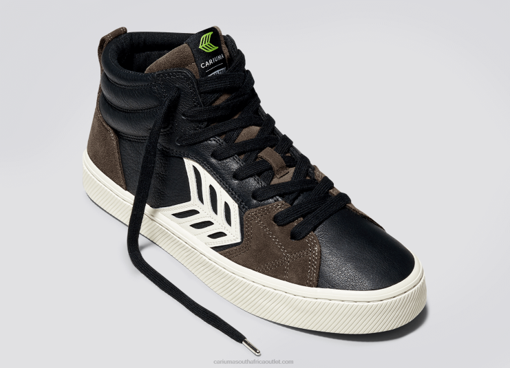 Men Cariuma Black Premium Leather/Ivory DFFFT147