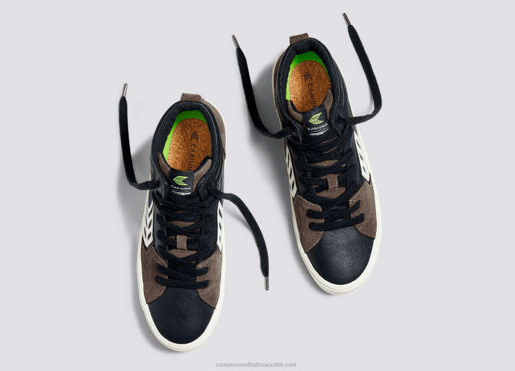 Men Cariuma Black Premium Leather/Ivory DFFFT147