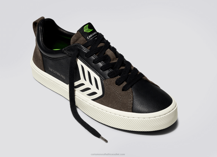 Men Cariuma Black Premium Leather/Ivory DFFFT141