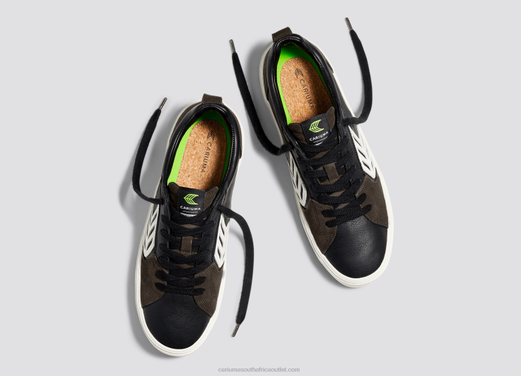 Men Cariuma Black Premium Leather/Ivory DFFFT141