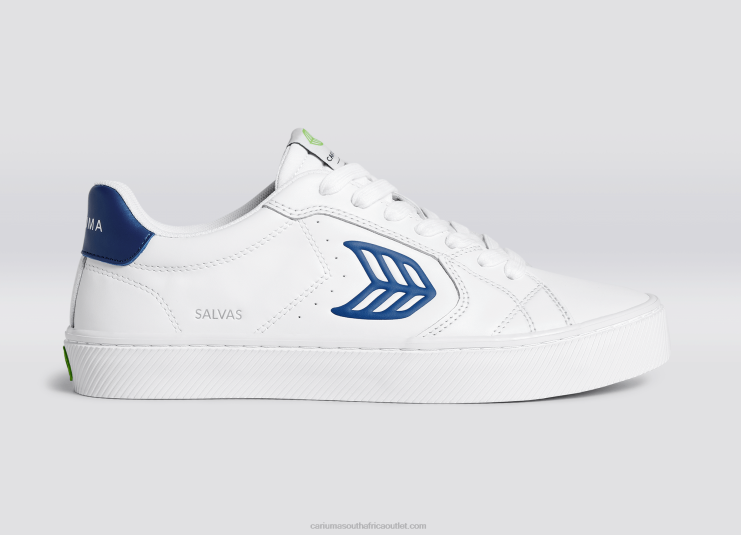 Men Cariuma White LWG Leather/Blue DFFFT99