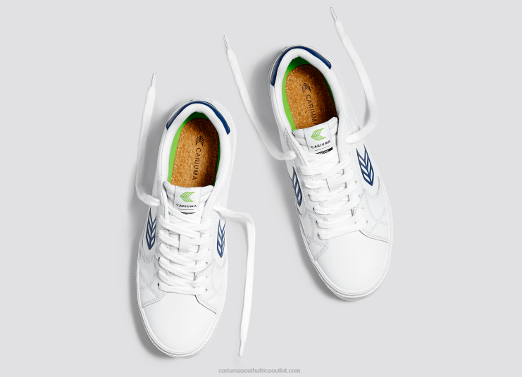 Men Cariuma White LWG Leather/Blue DFFFT99