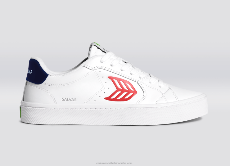 Men Cariuma White LWG Leather/Red DFFFT102