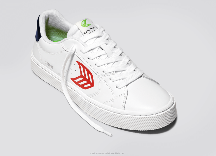 Men Cariuma White LWG Leather/Red DFFFT102