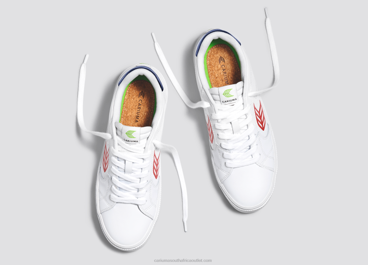 Men Cariuma White LWG Leather/Red DFFFT102