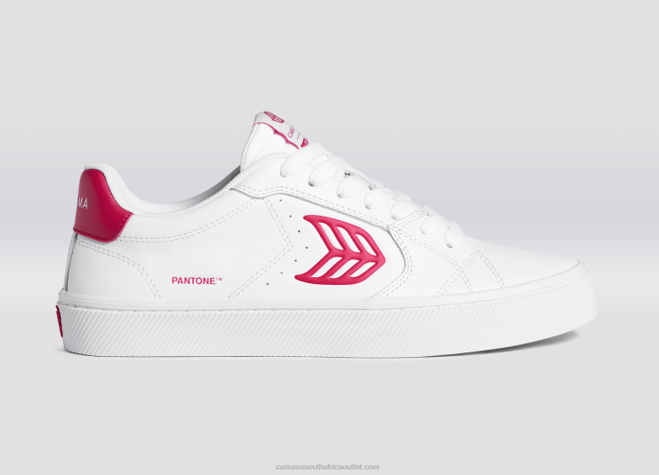 Women Cariuma Pantone Viva Magenta White Leather DFFFT294