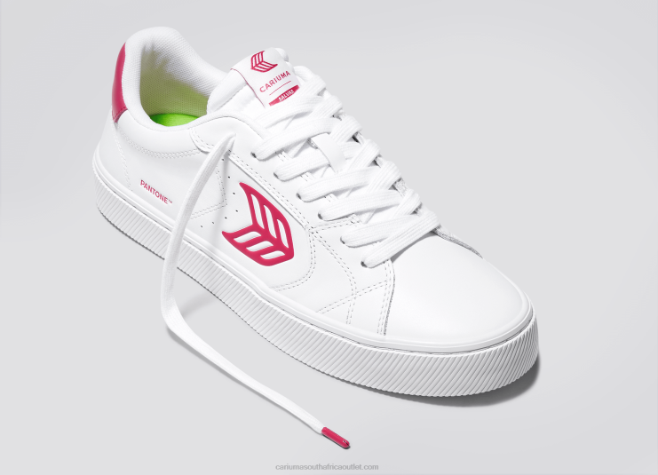 Women Cariuma Pantone Viva Magenta White Leather DFFFT294