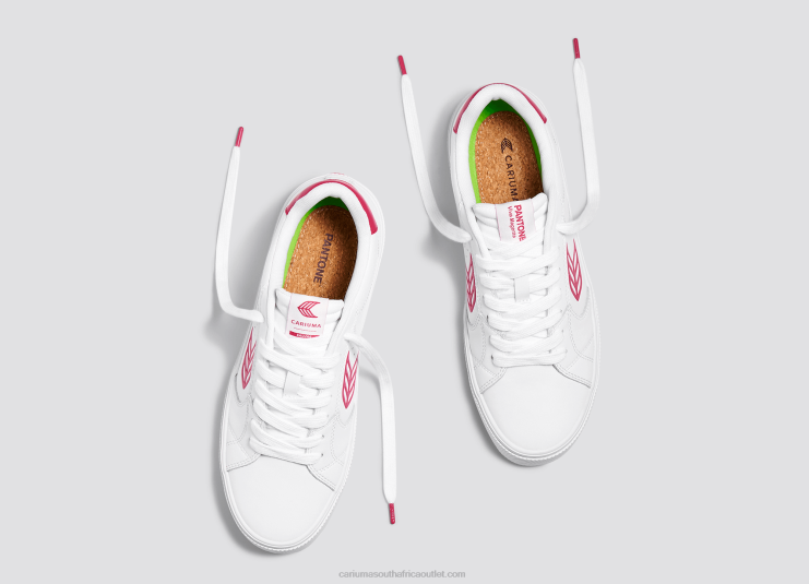 Women Cariuma Pantone Viva Magenta White Leather DFFFT294