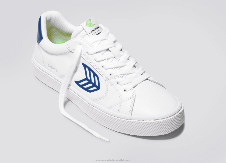 Women Cariuma White LWG Leather/Blue DFFFT318